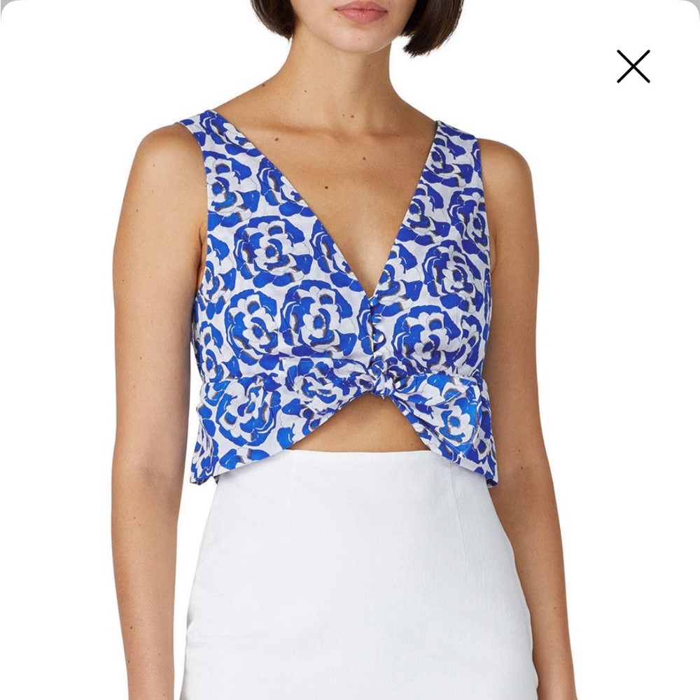 Thakoon Collective | Blue Floral Ruffle Crop Top | Sz 0